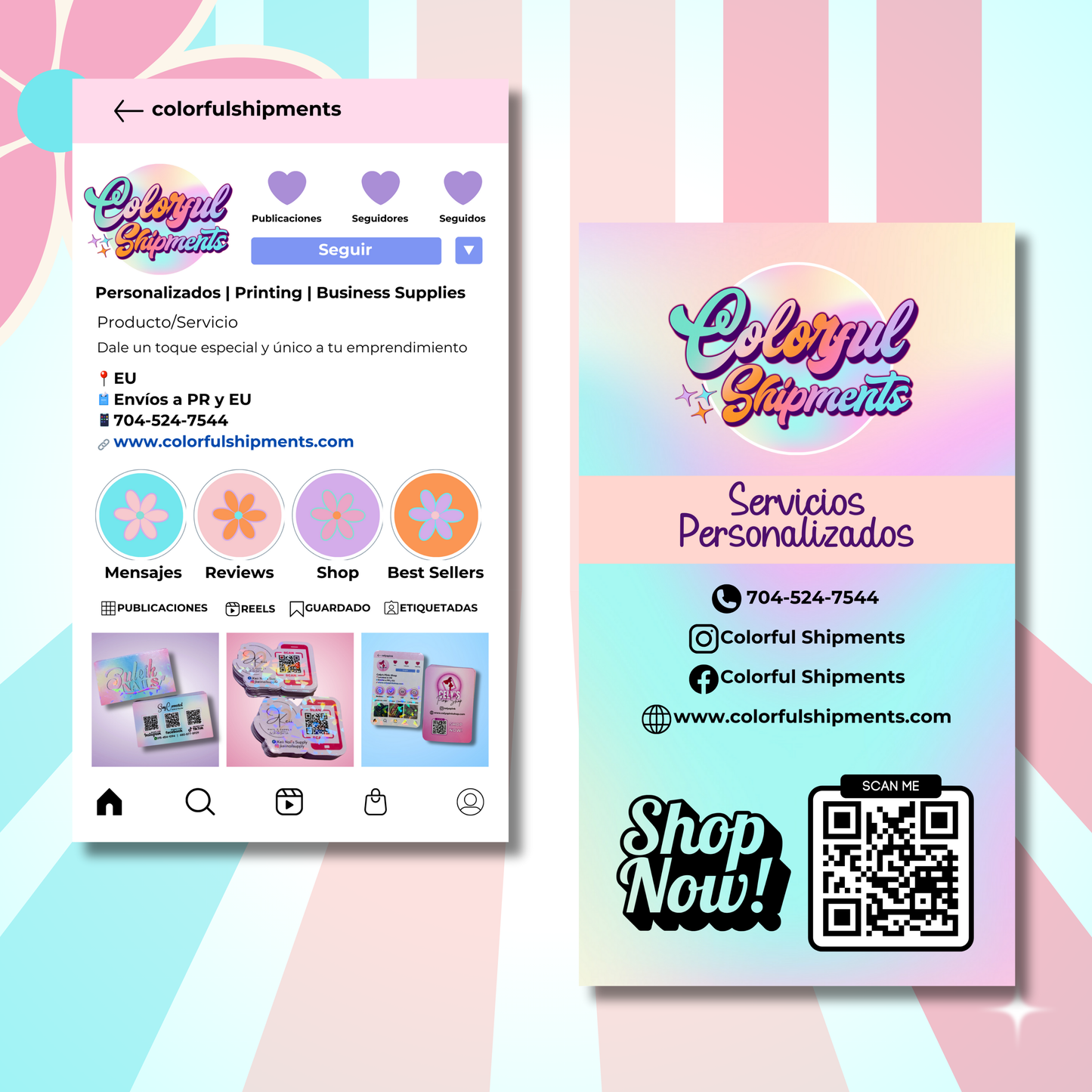 Tarjetas Estilo Instagram 2"x3.5" (Business Card)